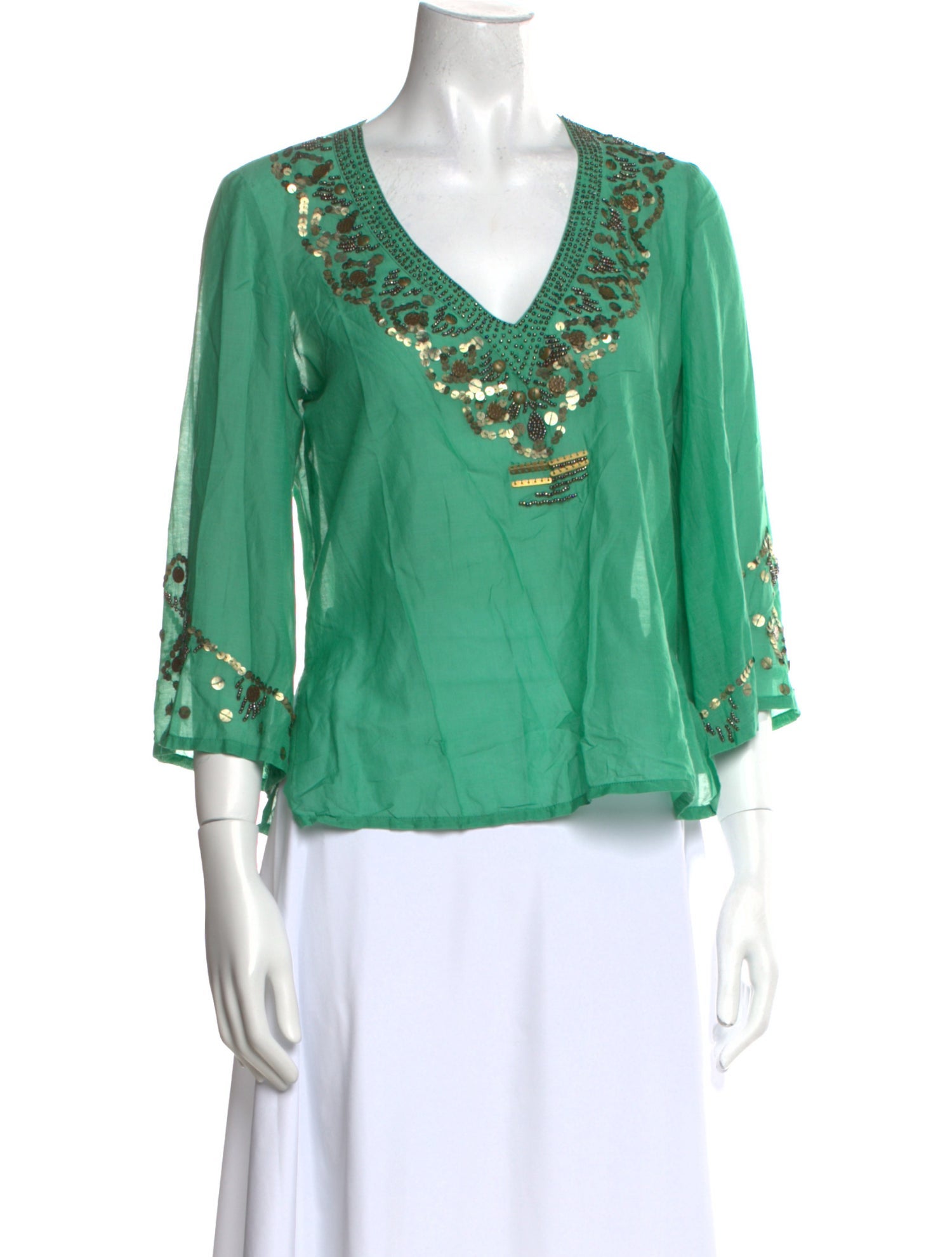 Kenzo V-Neck Three-Quarter Sleeve Blouse