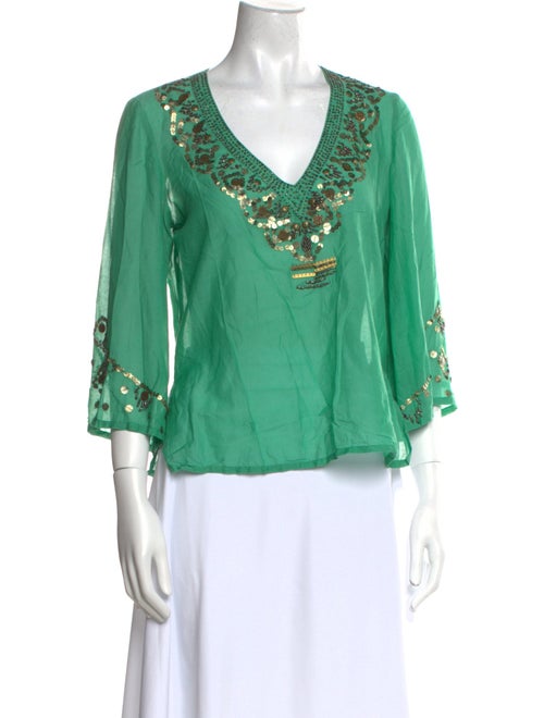 Kenzo V-Neck Three-Quarter Sleeve Blouse