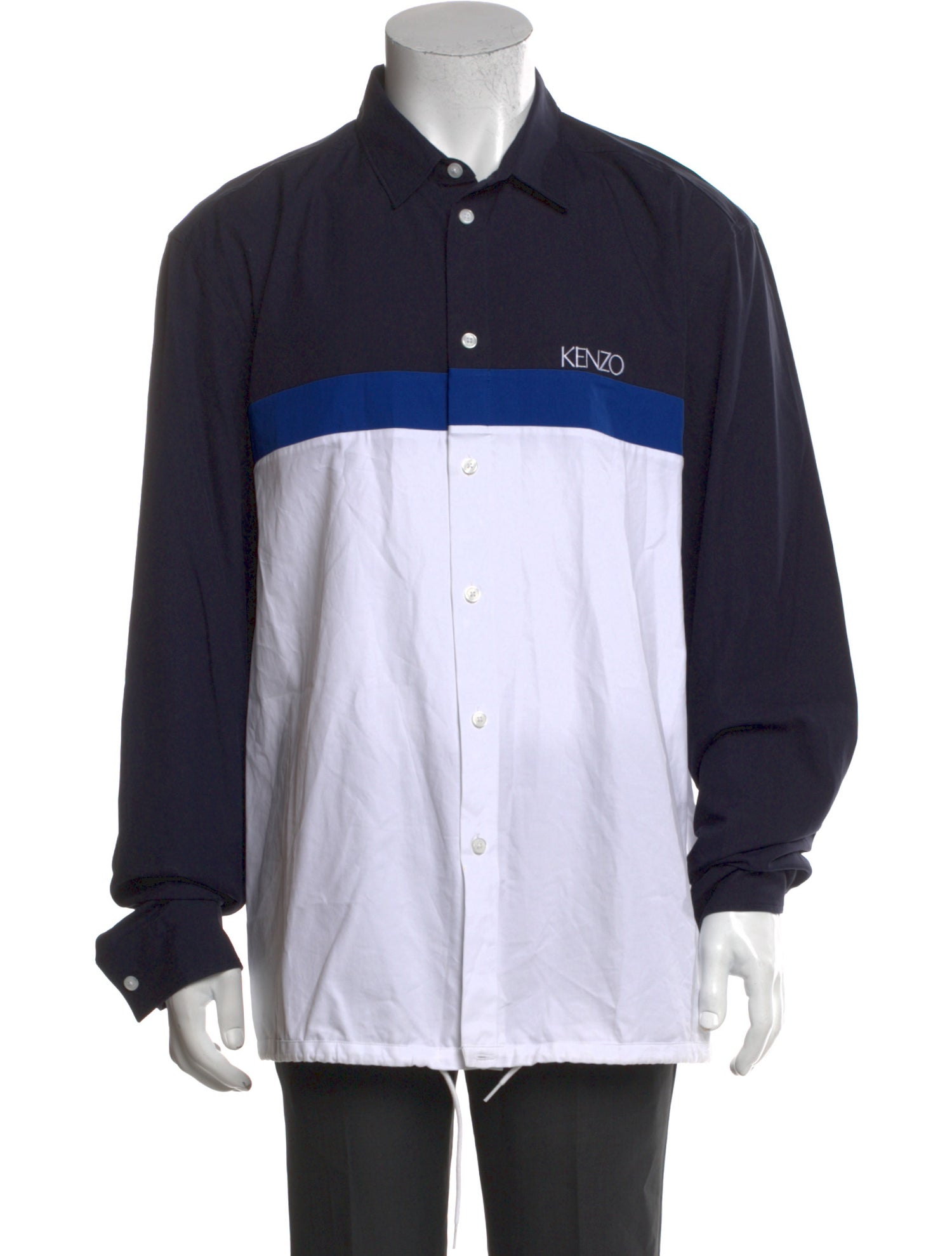 Kenzo Colorblock Pattern Long Sleeve Shirt
