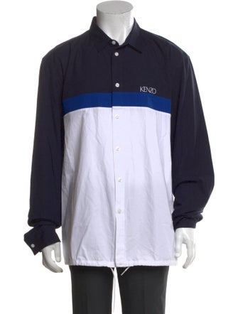 Kenzo Colorblock Pattern Long Sleeve Shirt