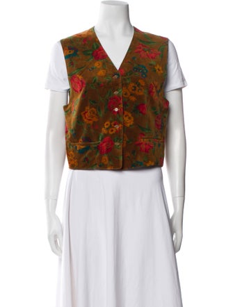 Kenzo Floral Print V-Neck Crop Top