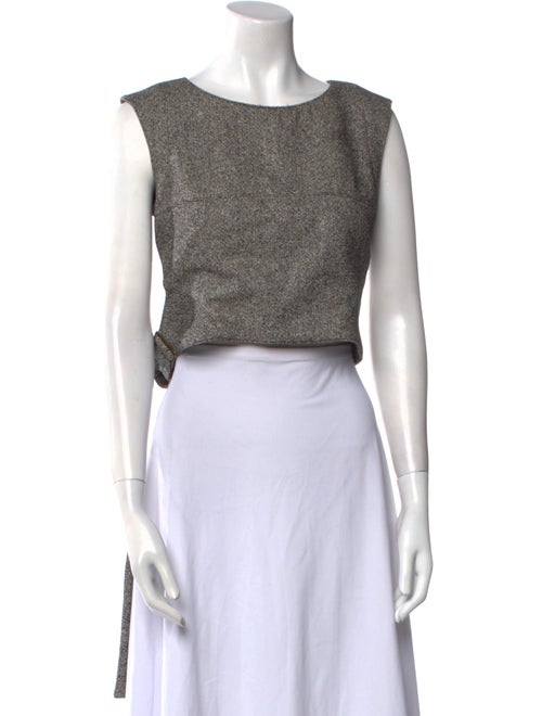 Kenzo Silk Bateau Neckline Crop Top