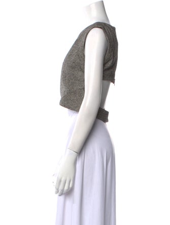 Kenzo Silk Bateau Neckline Crop Top