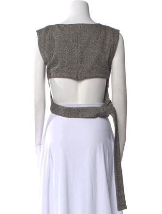 Kenzo Silk Bateau Neckline Crop Top