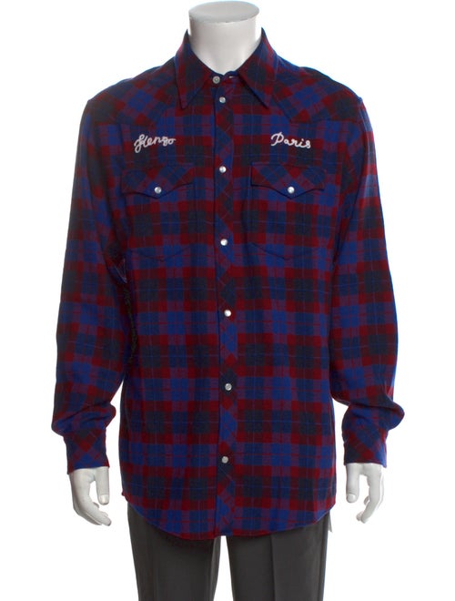 Kenzo Plaid Print Long Sleeve Western Shirt