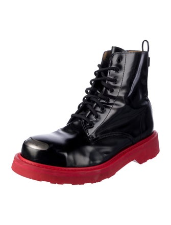 Kenzo Patent Leather Cutout Accent Lace-Up Boots