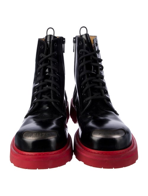 Kenzo Patent Leather Cutout Accent Lace-Up Boots