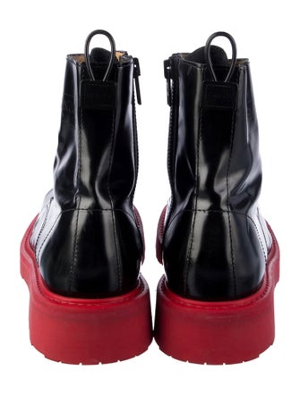 Kenzo Patent Leather Cutout Accent Lace-Up Boots
