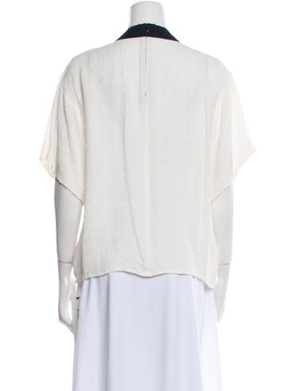 Kenzo V-Neck Short Sleeve Button-Up Top