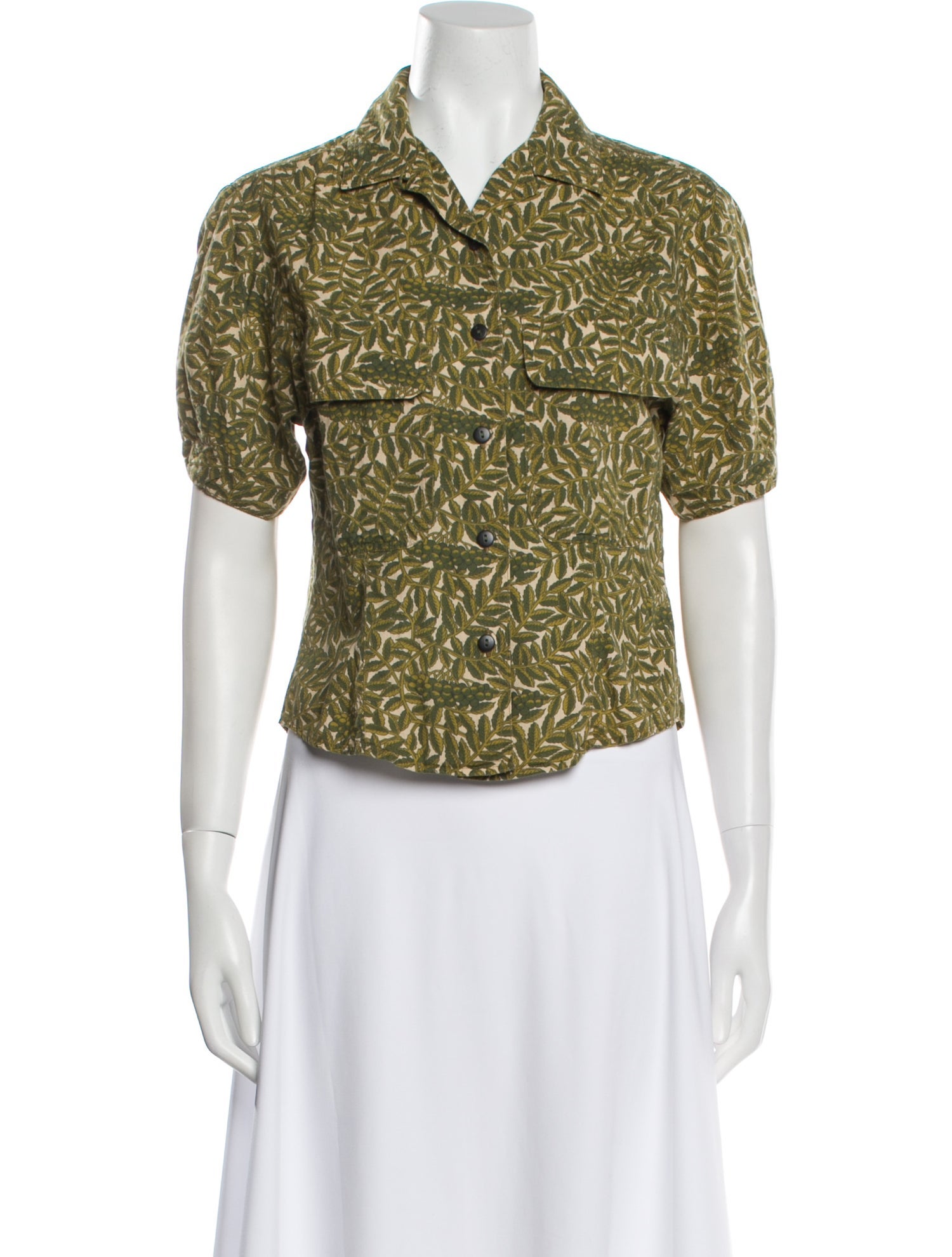 Kenzo Printed Short Sleeve Button-Up Top