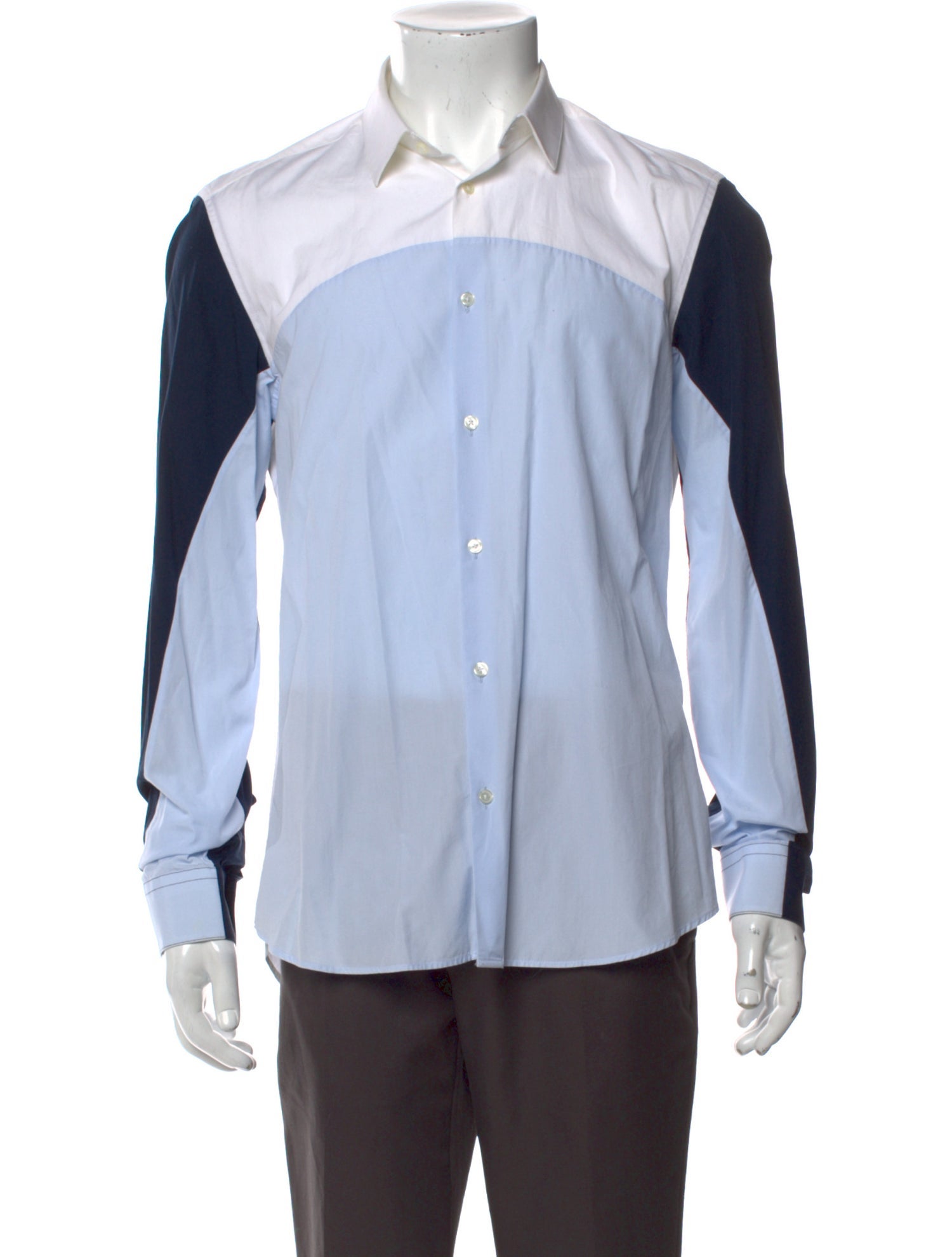 Kenzo Colorblock Pattern Long Sleeve Shirt