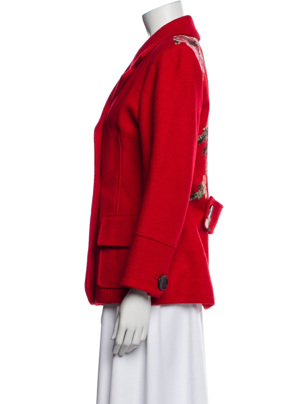 Kenzo Wool Blazer Red Pointed Collar - image 2