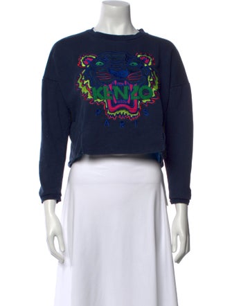 Kenzo Graphic Print Crew Neck Crop Top
