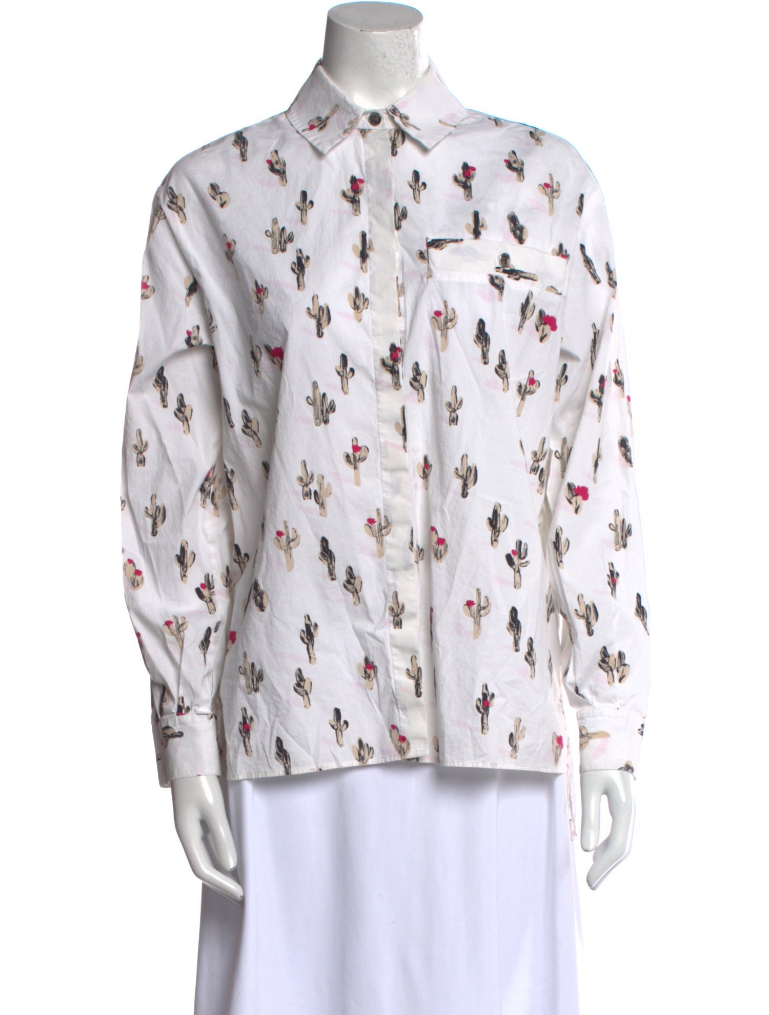 Kenzo Printed Three-Quarter Sleeve Button-Up Top
