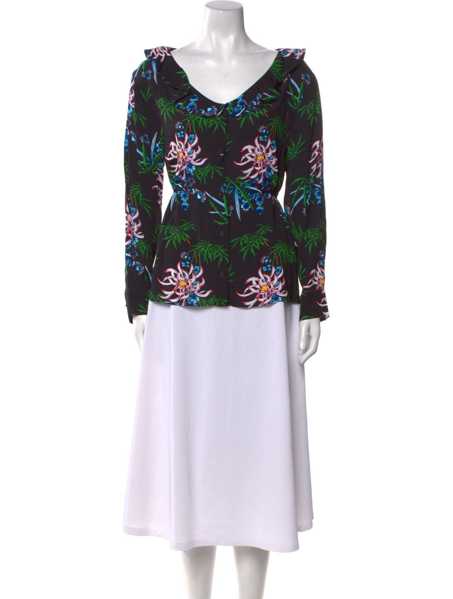 Kenzo Floral Print V-Neck Blouse w/ Tags