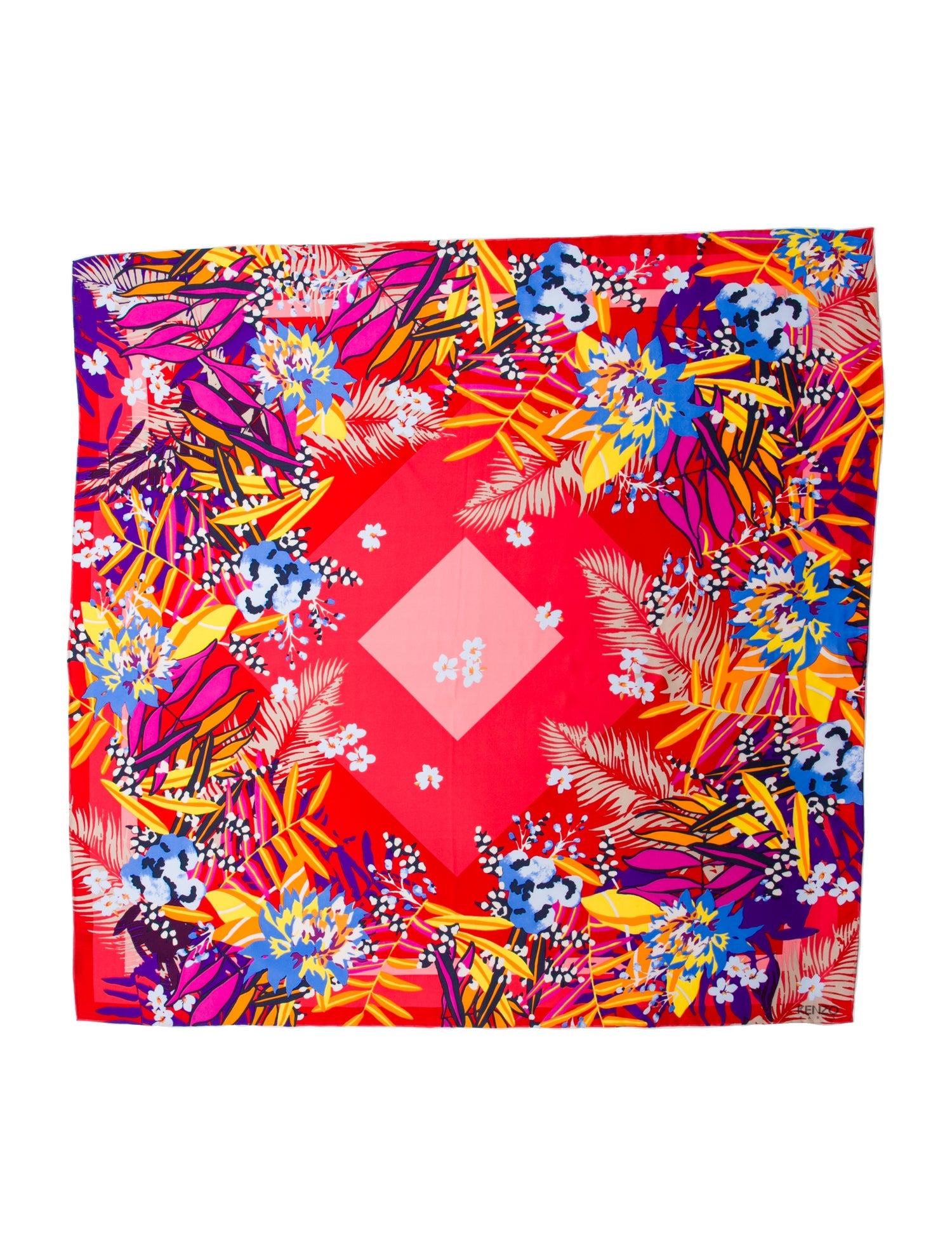 Kenzo Silk Printed Scarf w/ Tags