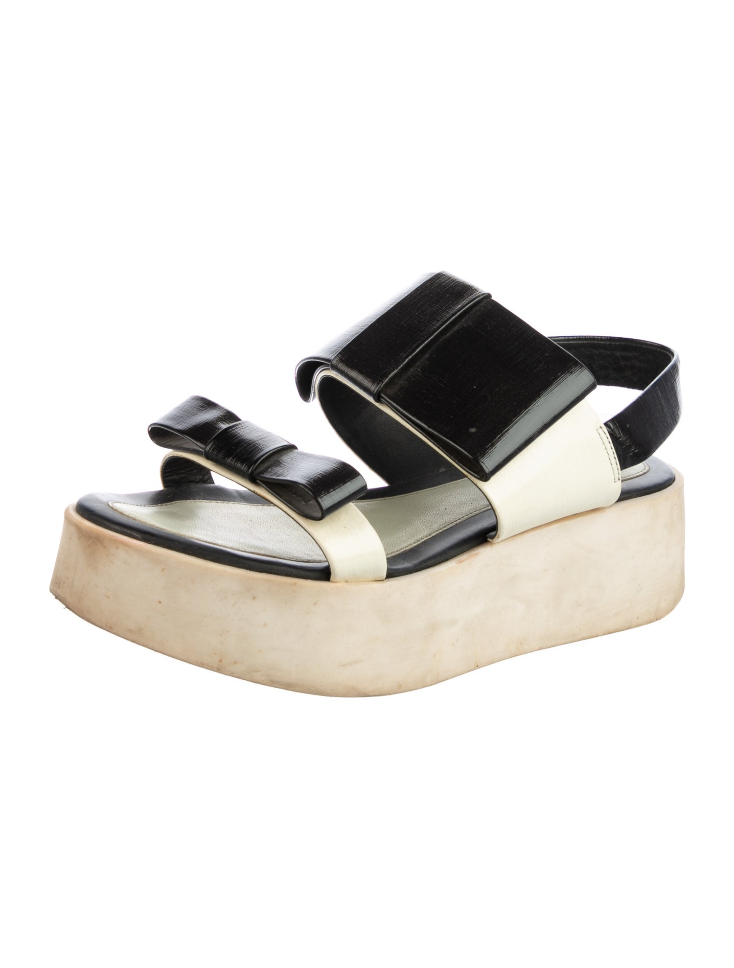 Kenzo Leather Colorblock Pattern Slingback Sandals