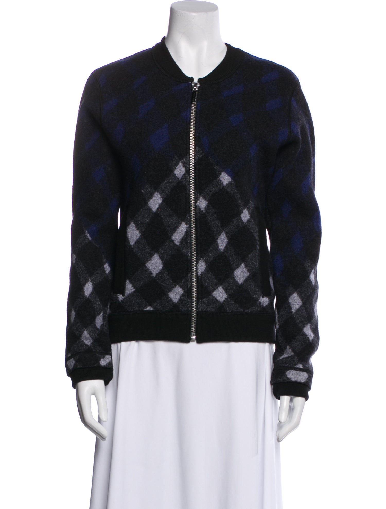 Kenzo Wool Plaid Print Bomber Jacket