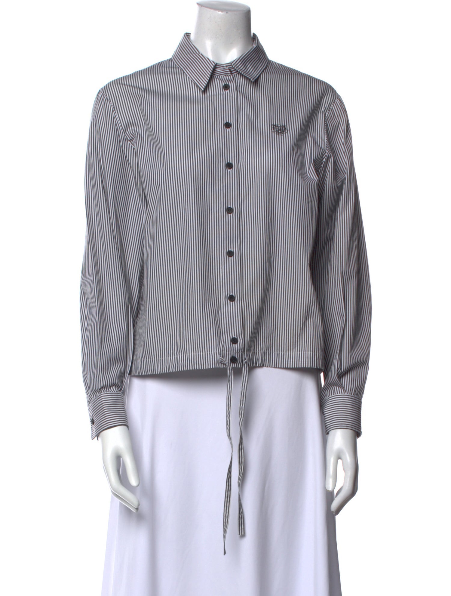 Kenzo Striped Long Sleeve Button-Up Top