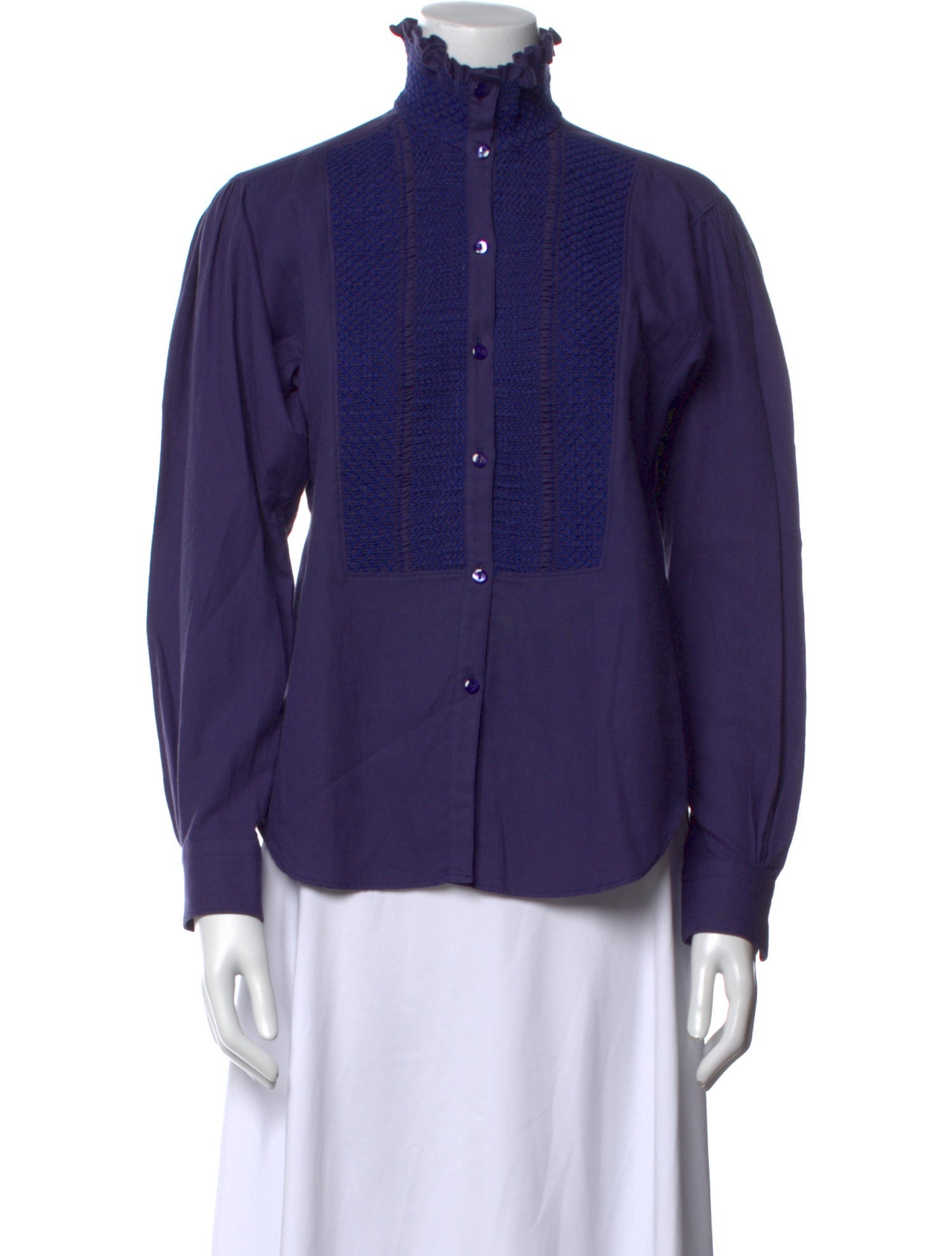 Kenzo Vintage Mock Neck Button-Up Top