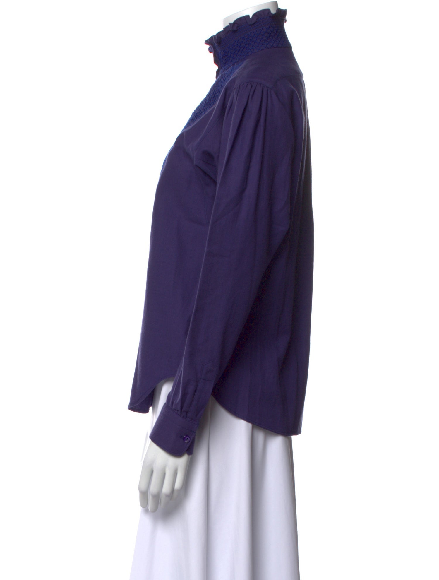 Kenzo Vintage Mock Neck Button-Up Top