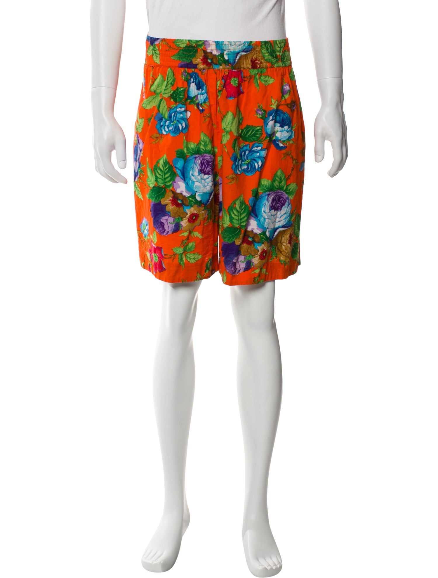 Kenzo Floral Print Denim Shorts