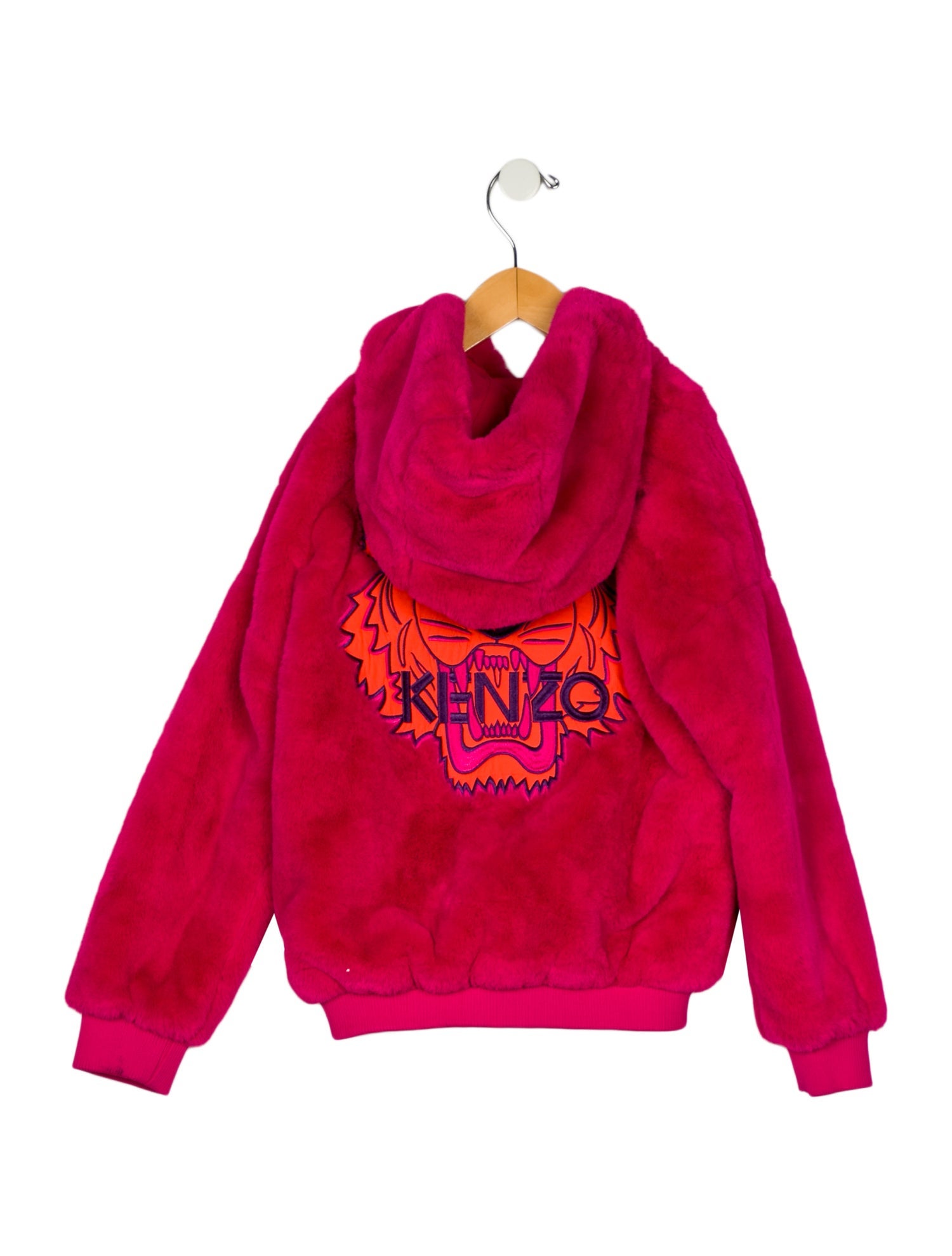 Kenzo Girls' Faux Fur Embroidered Hoodie