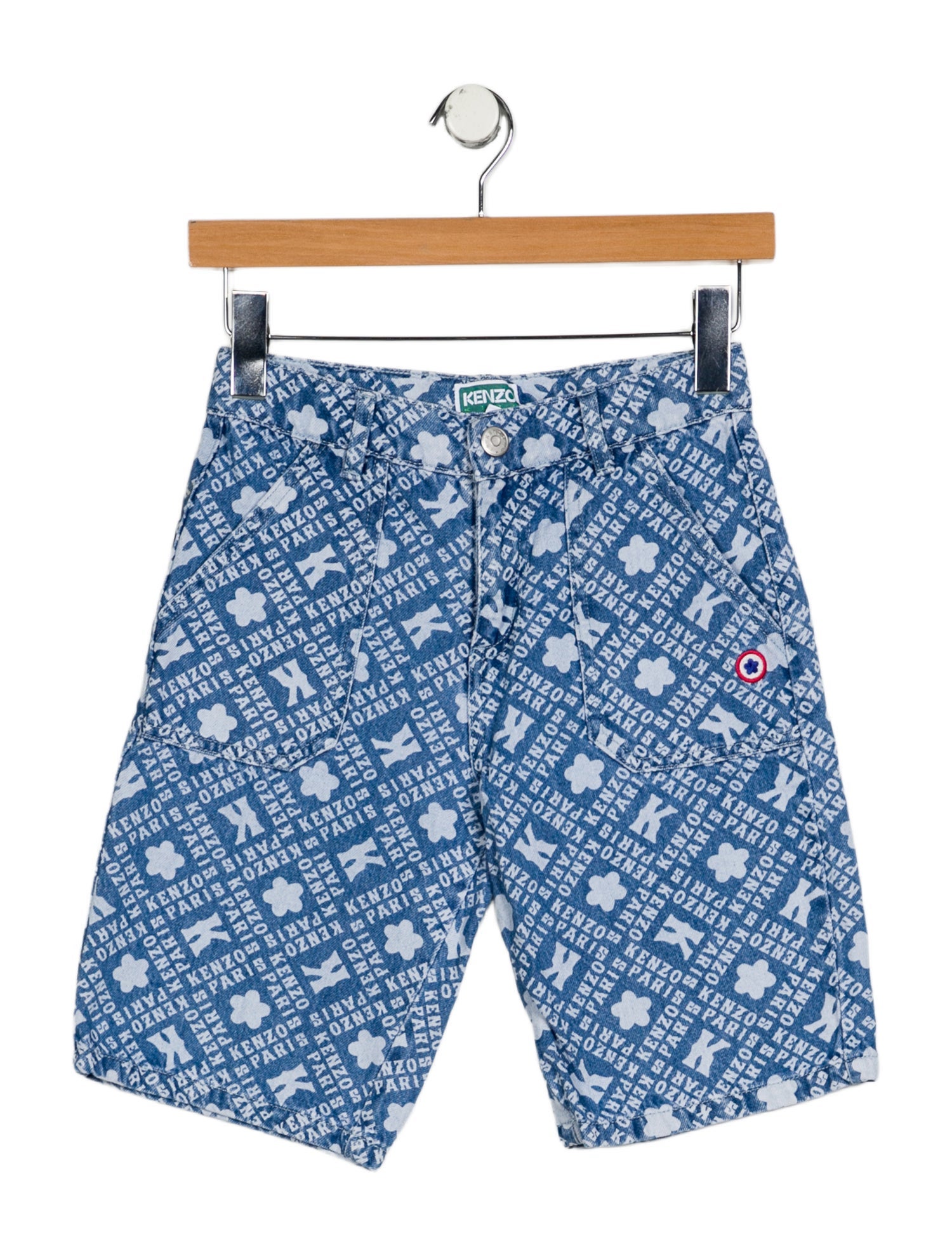 Kenzo Girls' Denim Print Shorts