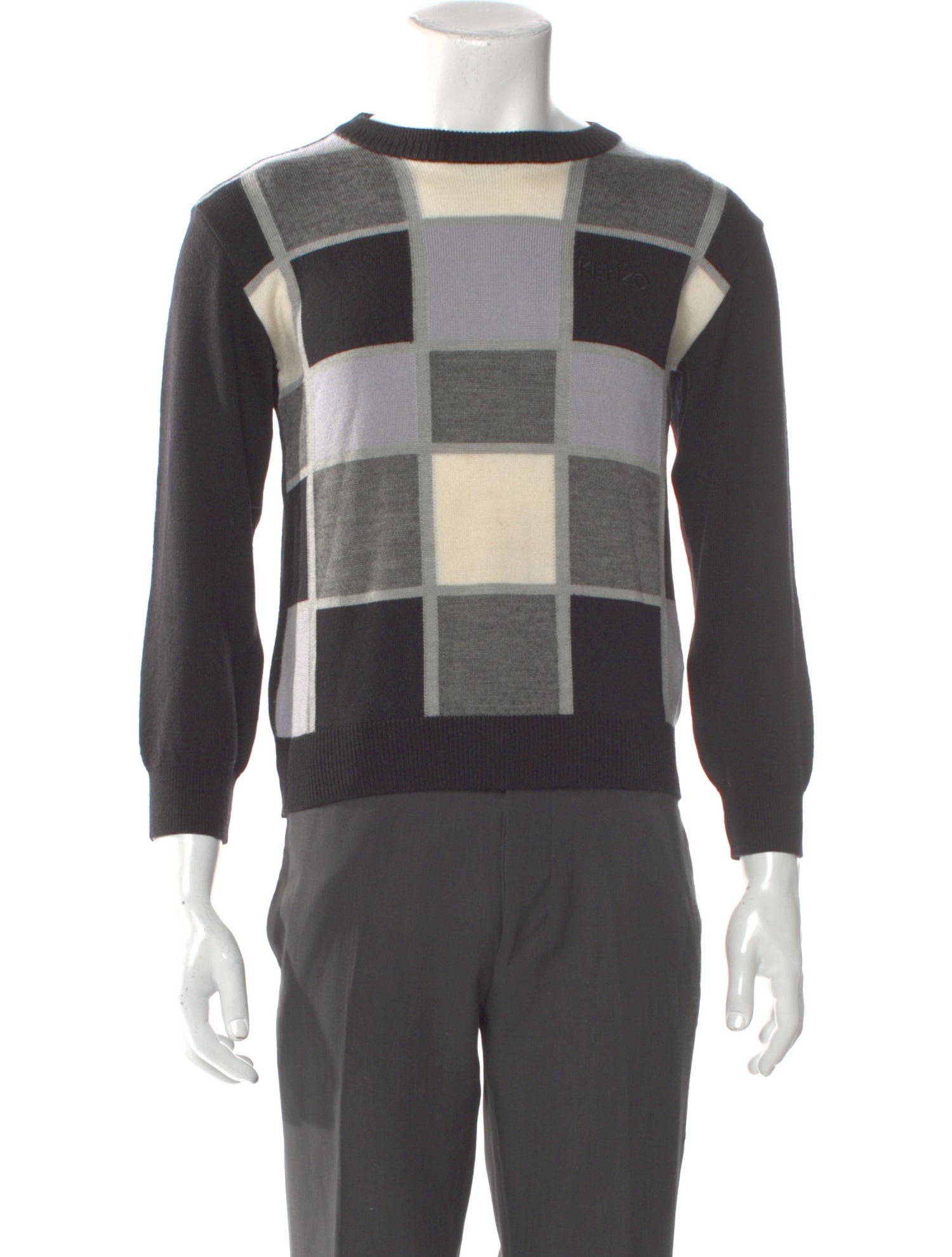 Kenzo Plaid Print Crew Neck Pullover