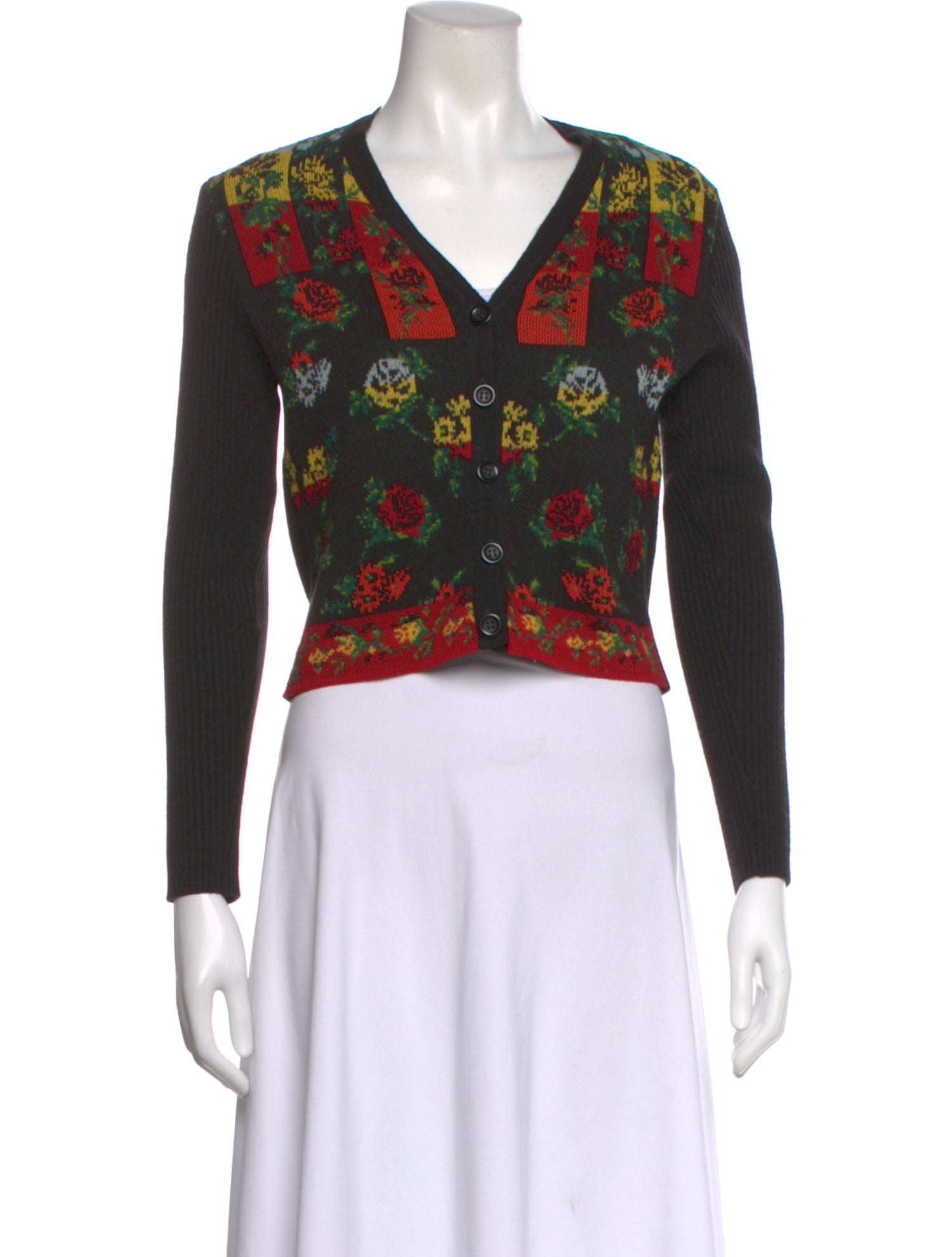 Kenzo Floral Print V-Neck Sweater