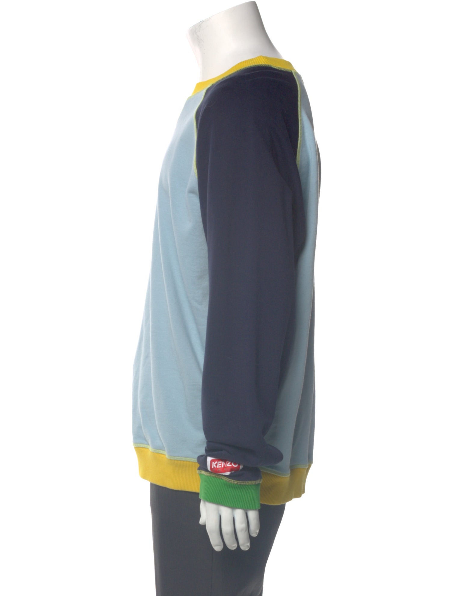 Kenzo Colorblock Pattern Crew Neck Pullover