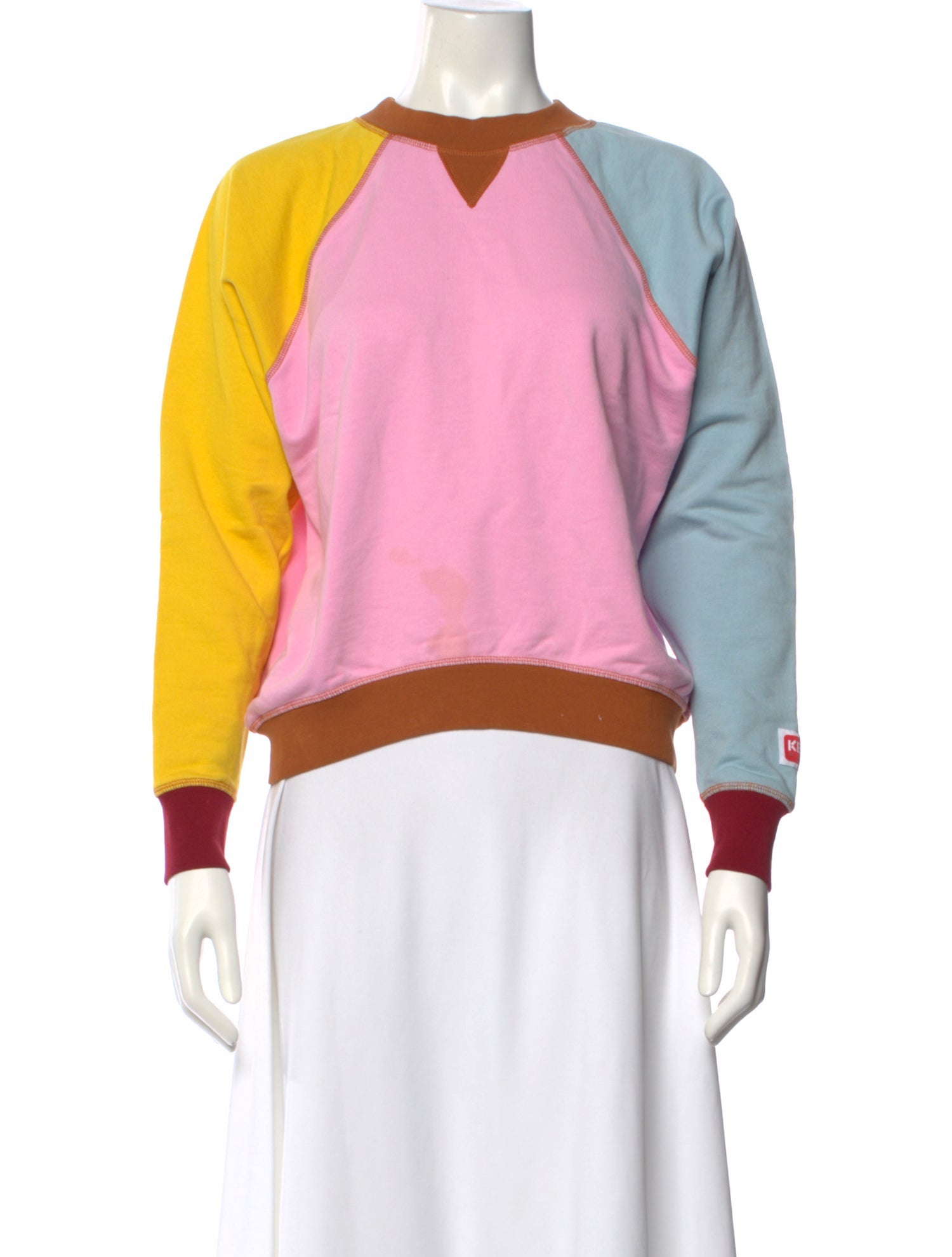 Kenzo Colorblock Pattern Crew Neck Sweatshirt