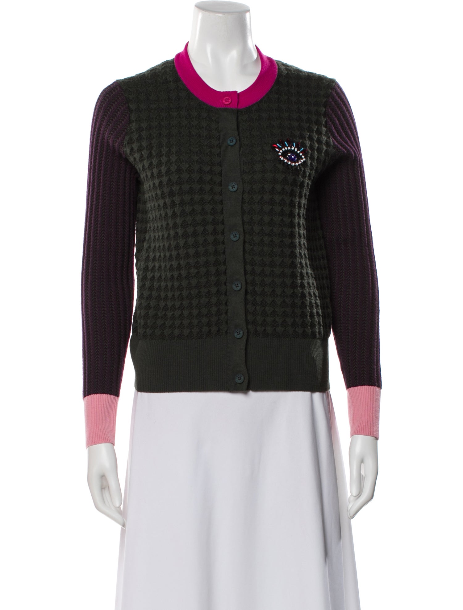 Kenzo Wool Colorblock Pattern Sweater