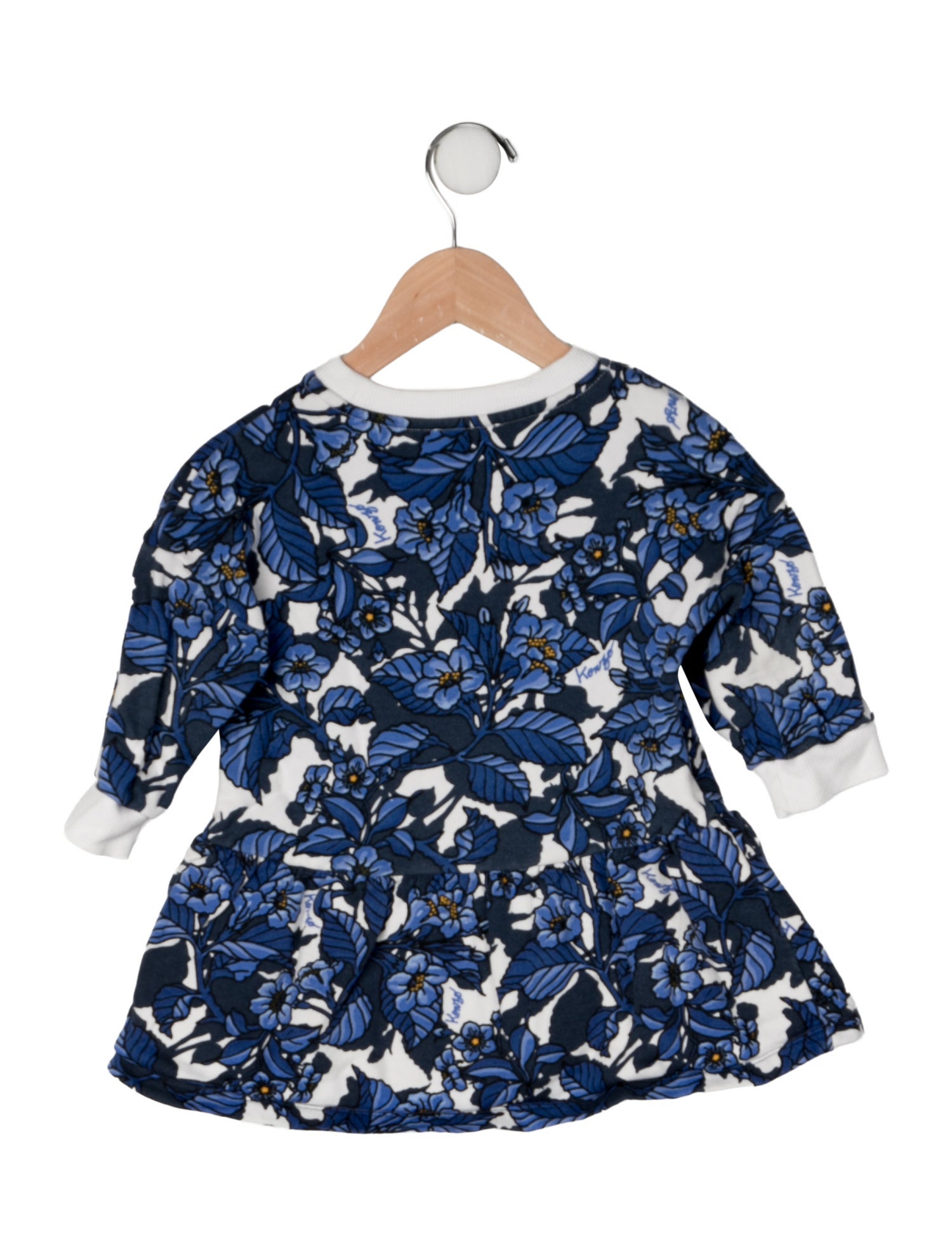 Kenzo Cotton All Over Print Long Sleeve Dress
