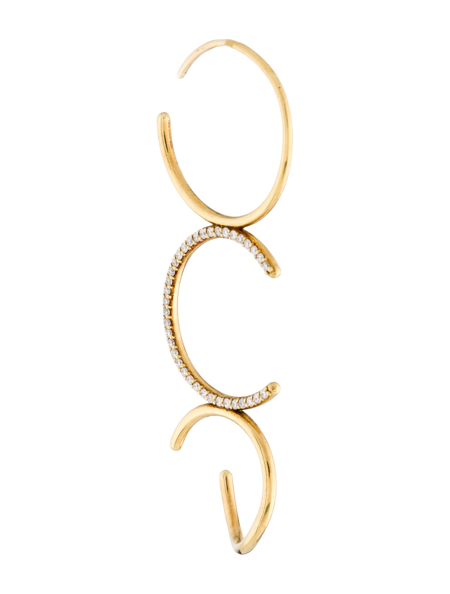 KatKim 18K Diamond C Pavé Ear Pin