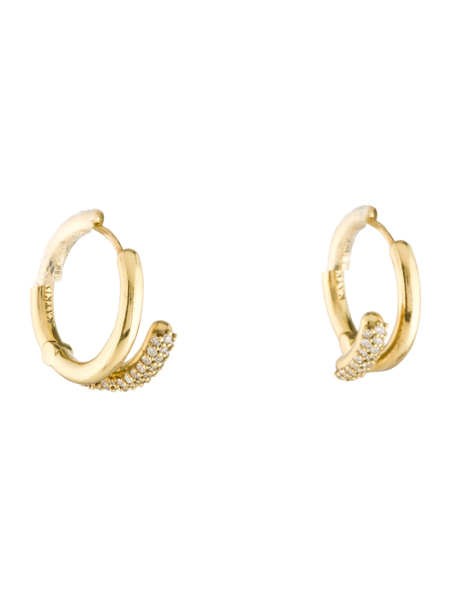 KatKim 18K Diamond Mono Half Pavé Hoop Earrings