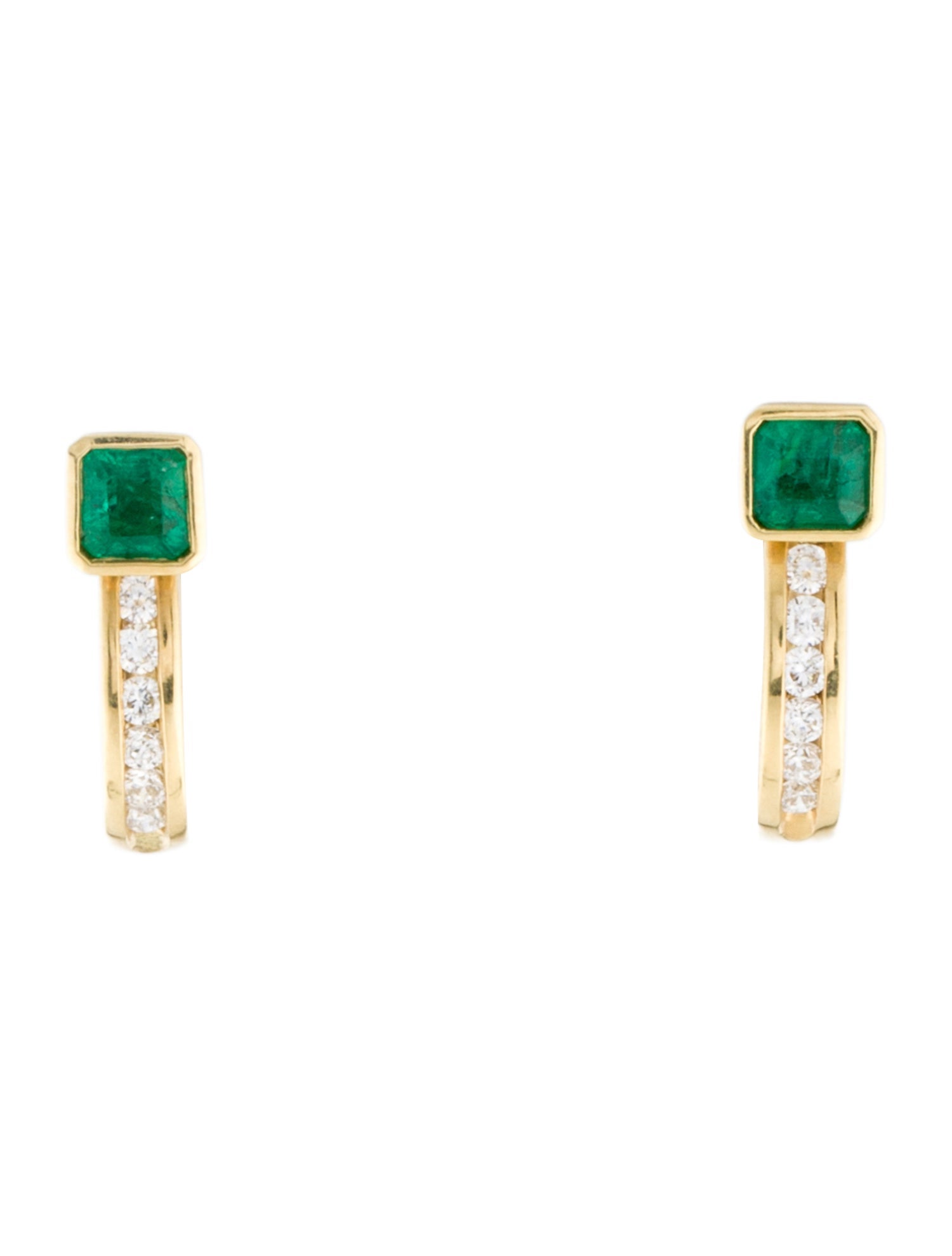 KatKim 18K Emerald & Diamond Huggie Earrings