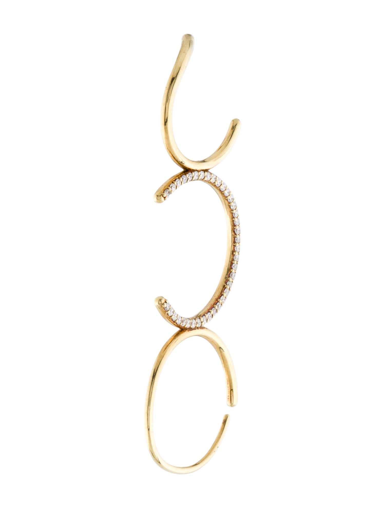 KatKim 18K Diamond C Pavé Ear Pin