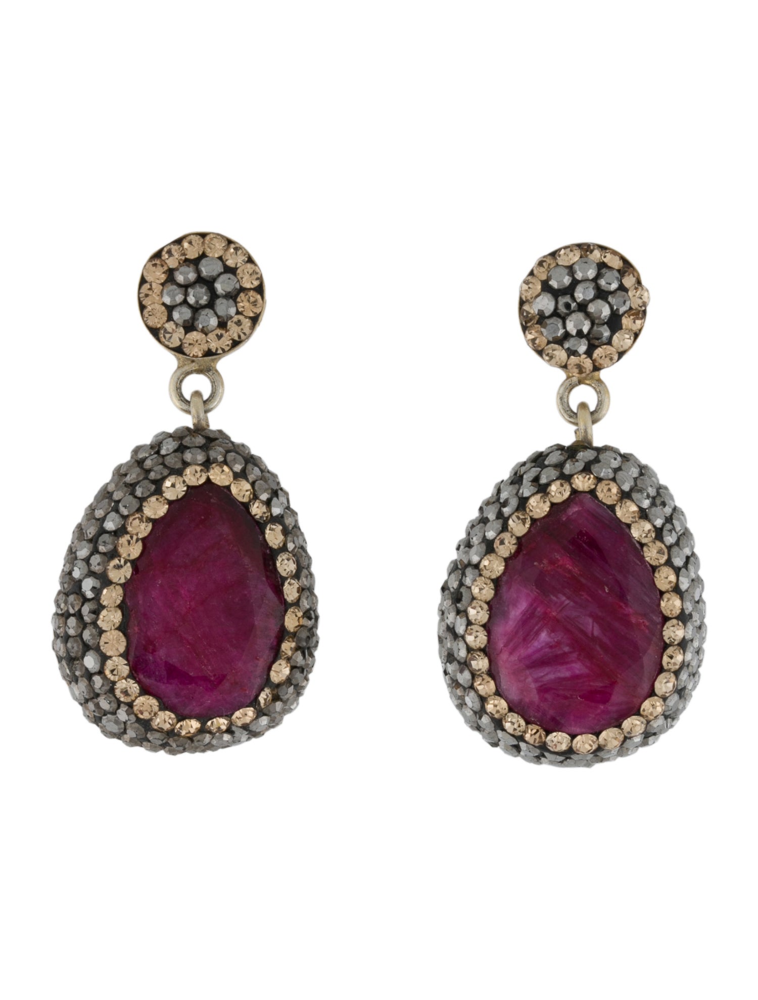 Soru Red Stone & Crystal Drop Earrings