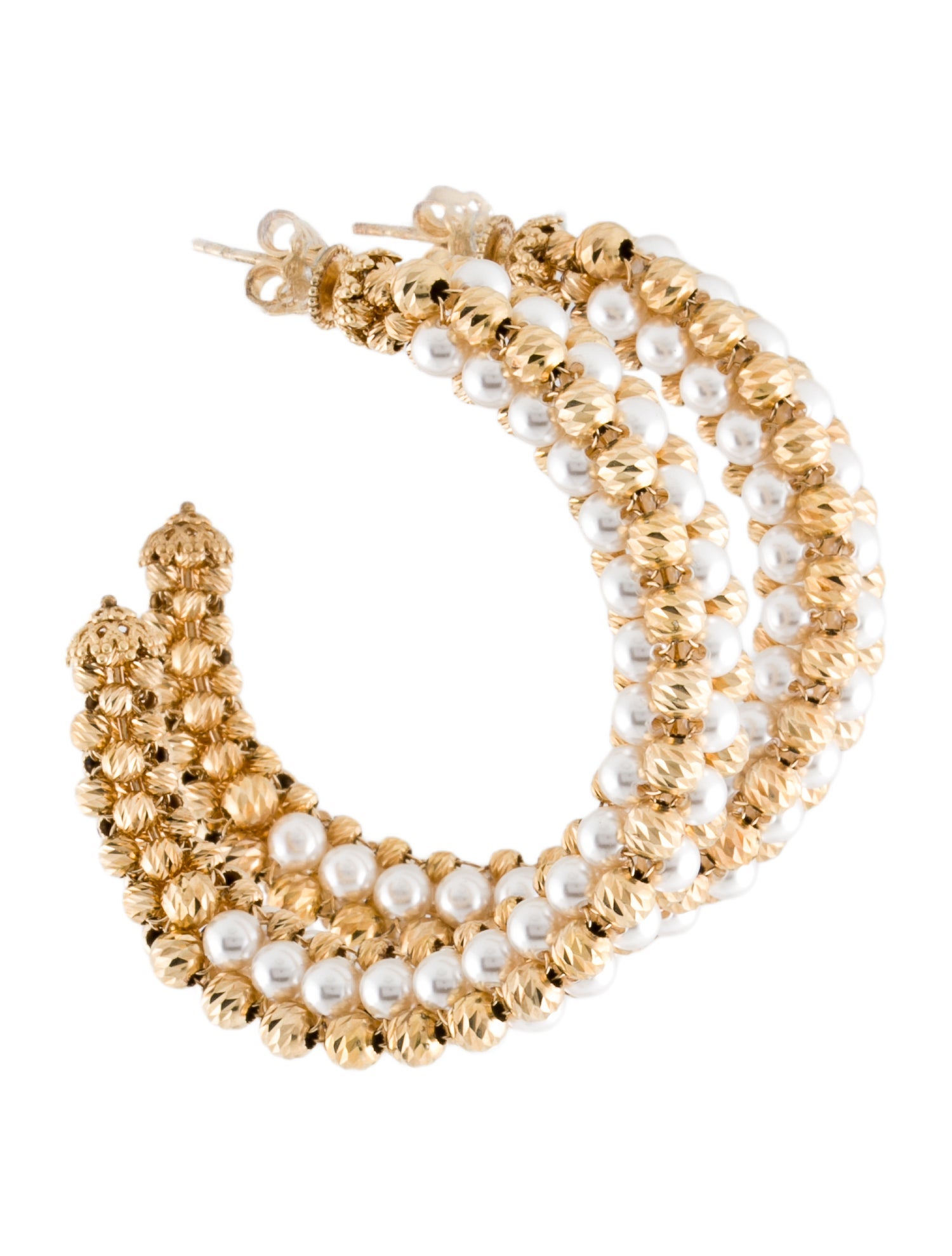 Soru Faux Pearl & Bead Alessia Hoop Earrings