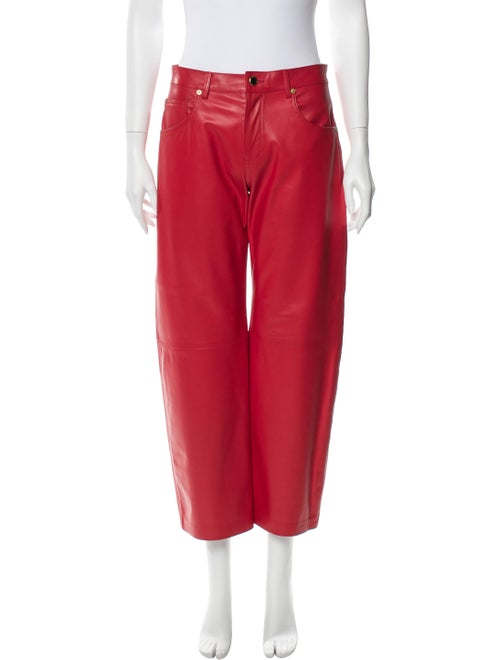 Khaite Leather Wide Leg Pants Red