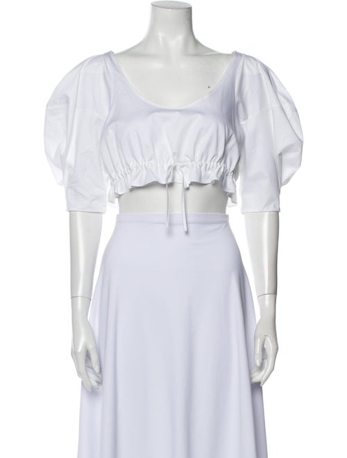 Khaite Scoop Neck Short Sleeve Crop Top White