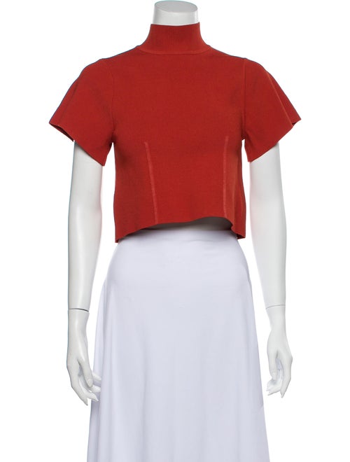 Khaite Mock Neck Short Sleeve Crop Top Orange