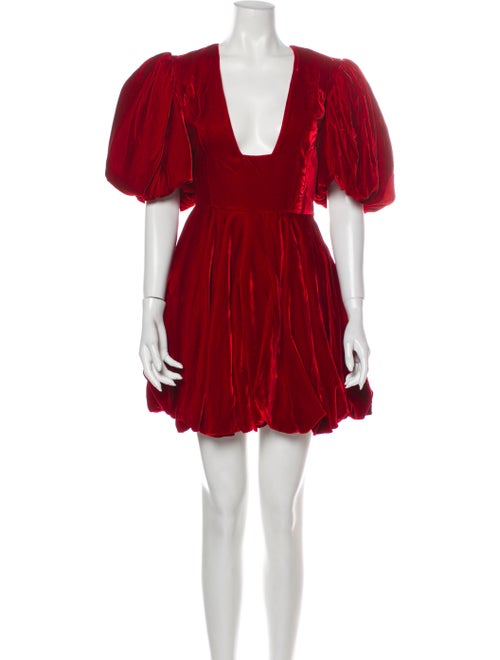 Khaite V-Neck Mini Dress Red