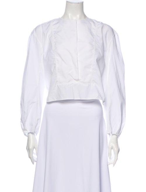 Khaite Crew Neck Long Sleeve Crop Top White