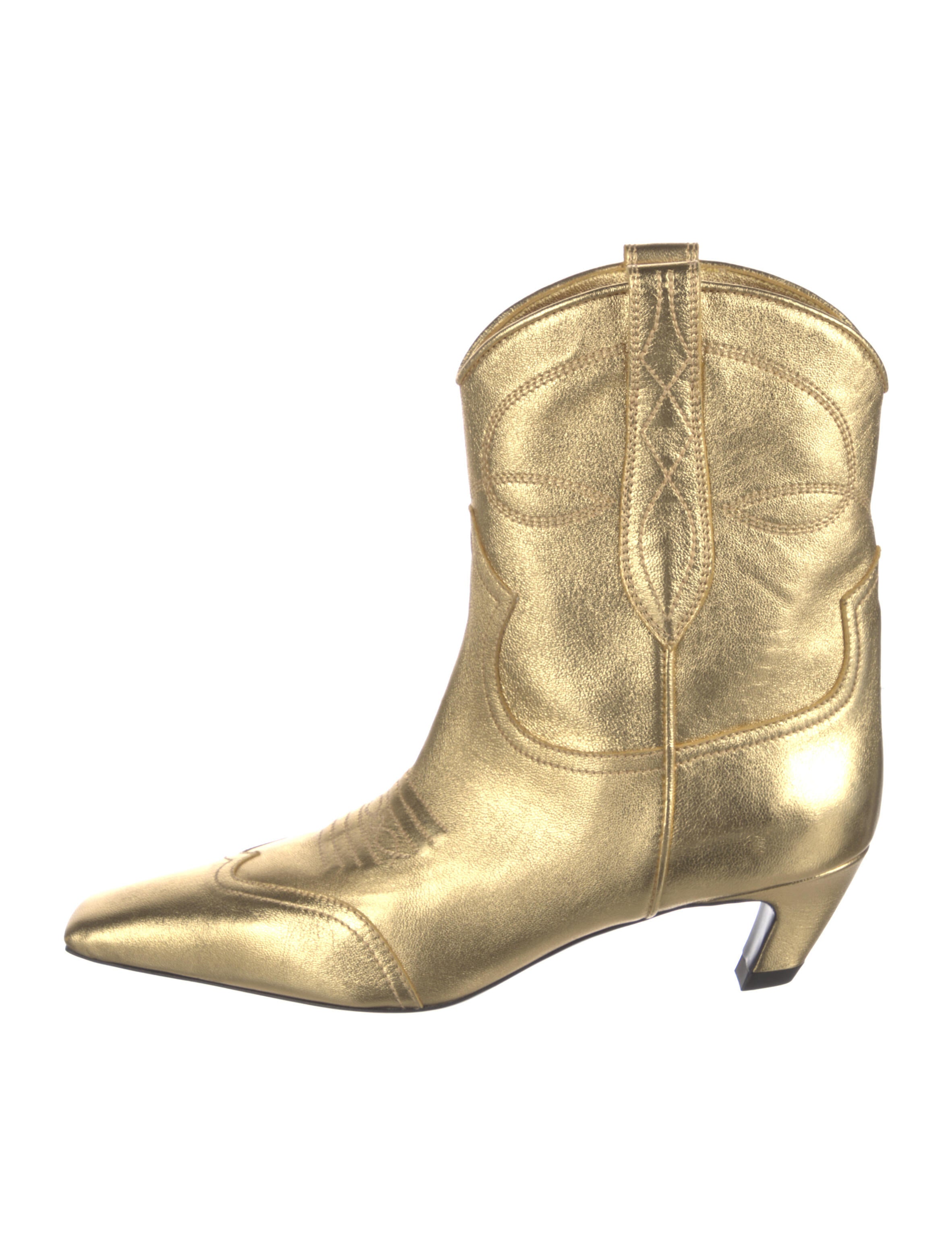 Khaite Leather Western Boots - Gold 