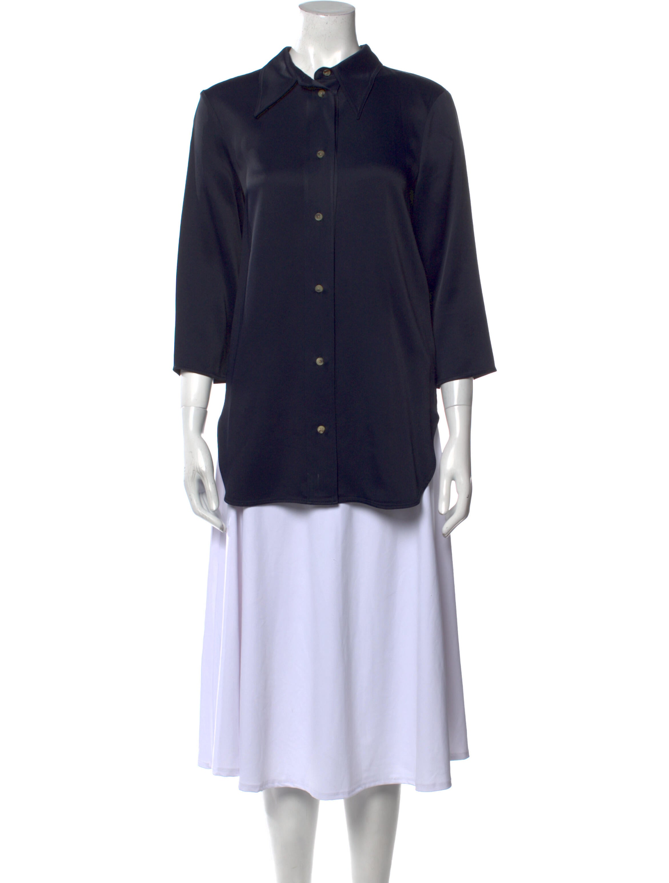 Khaite Three-Quarter Sleeve Button-Up Top