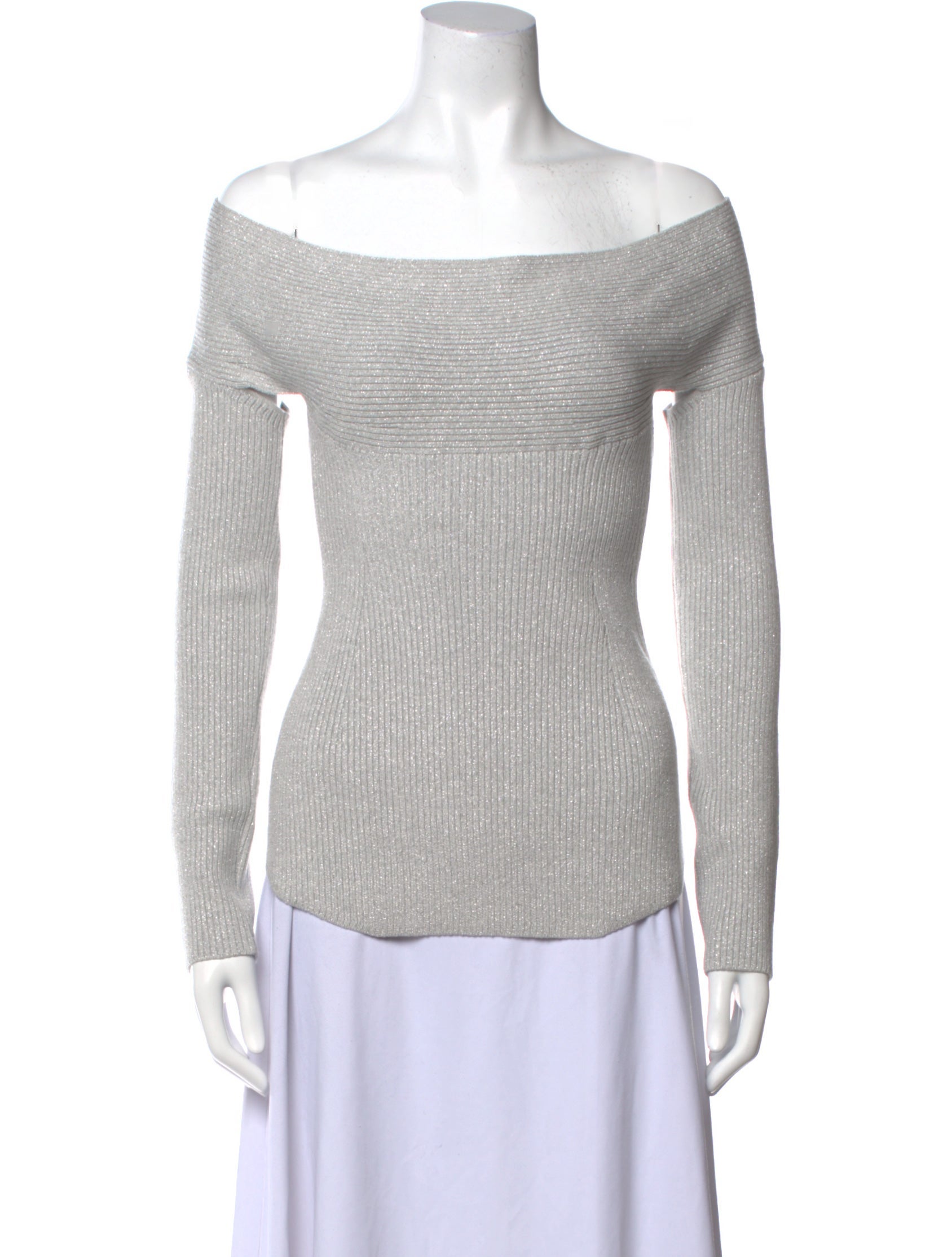 JOHN Grey Knit Slash Long Sleeve Top 【公式通販】