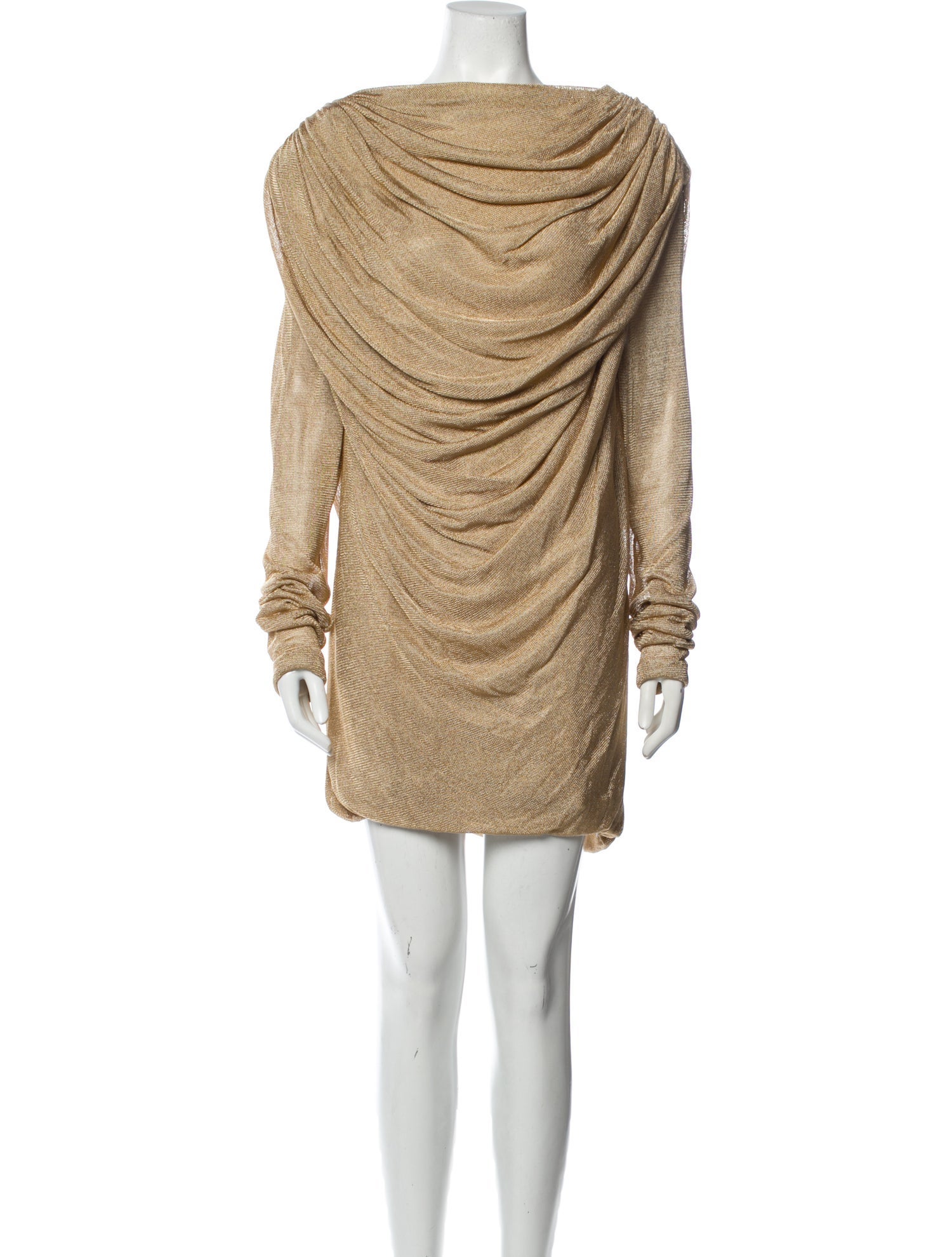 Khaite Cowl Neck Mini Dress w/ Tags - Gold Dresses, Clothing - KHAIT57965 |  The RealReal