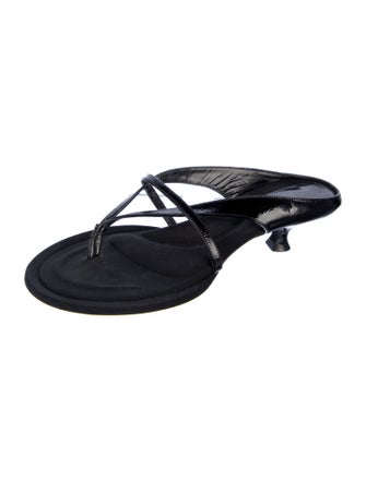 Khaite Patent Leather Flip Flops